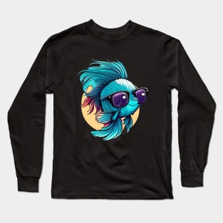 COOL BETTA FISH WITH SUNGLASSES Long Sleeve T-Shirt